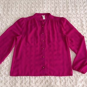 Forever 21 Fuchsia Blouse Long Sleeve Button Down
